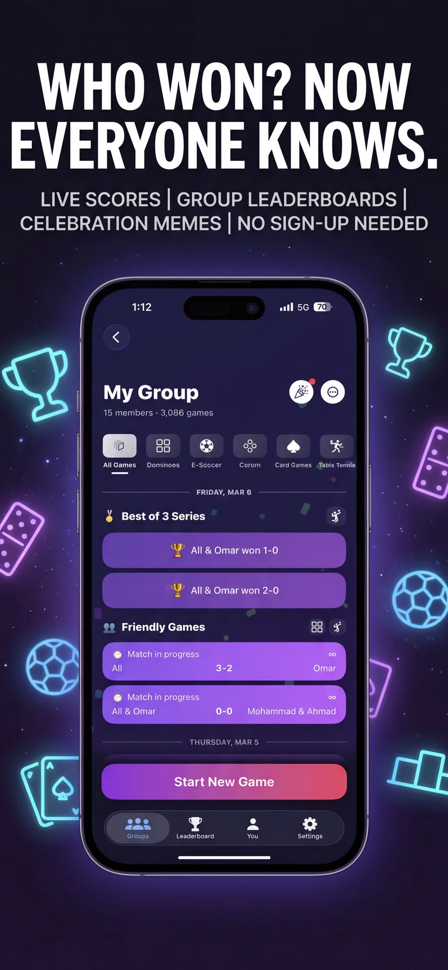 CompeteHub home screen