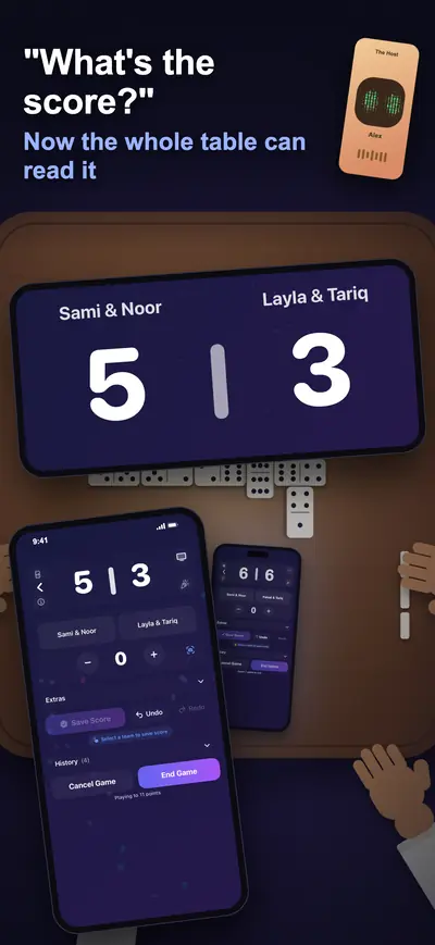 What's the score? Nobody knows: a big live scoreboard on the table